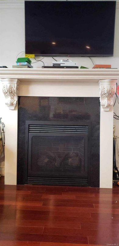 Fireplace, Interior, Recessed Lighting, Wood Texture Flooring