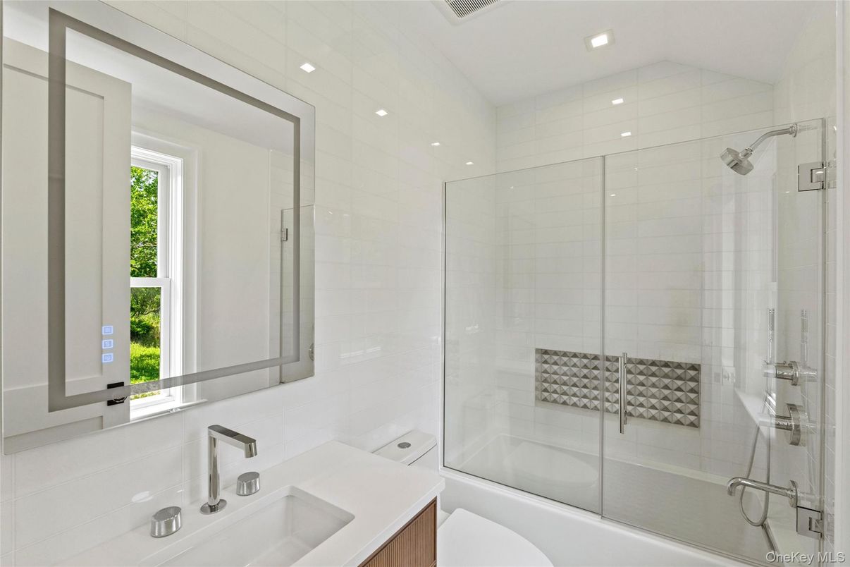 Bathroom, Glass Shower, Interior, Recessed Lighting