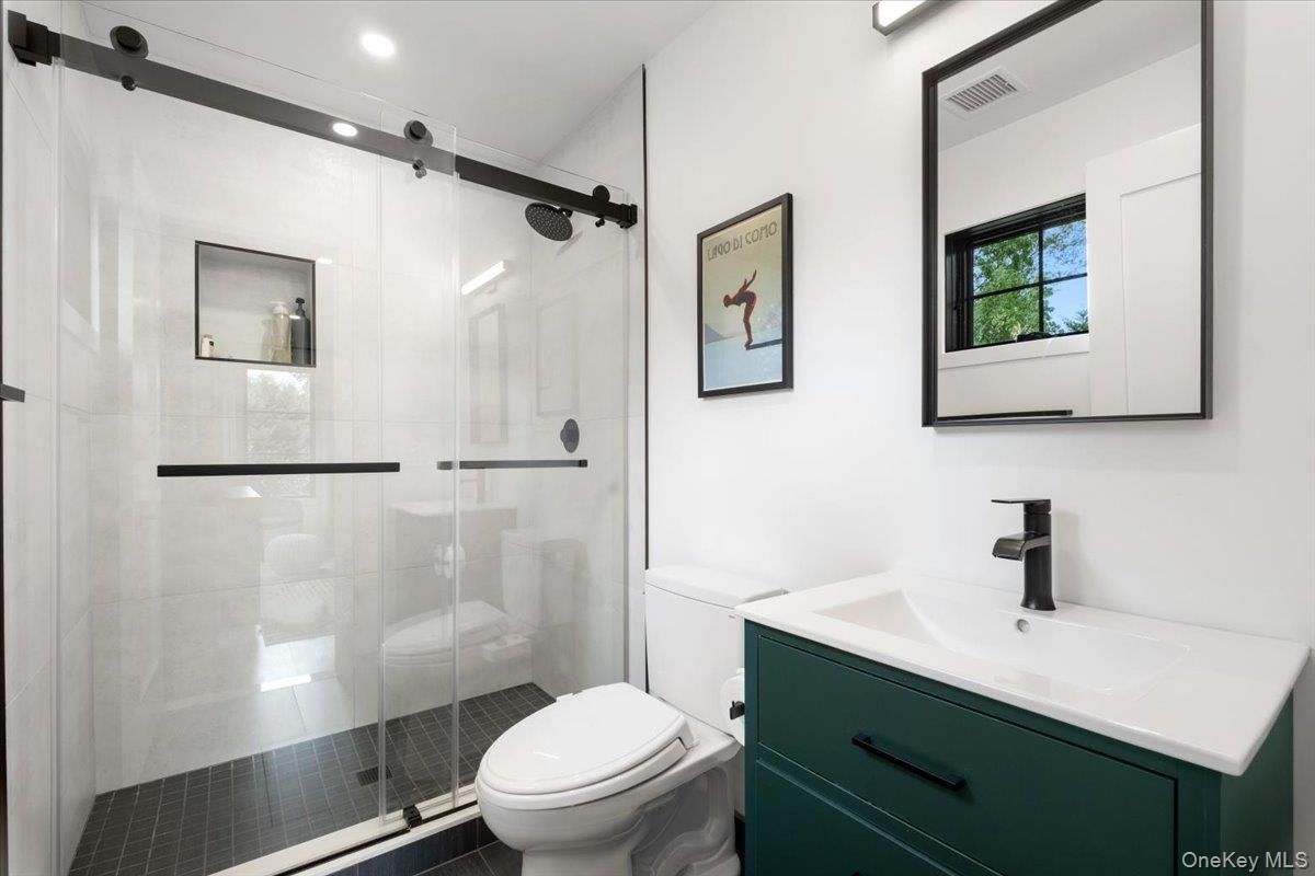 Bathroom, Glass Shower, Interior, Recessed Lighting