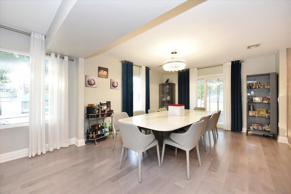 Chandelier, Dining room, Interior, Wood Texture Flooring