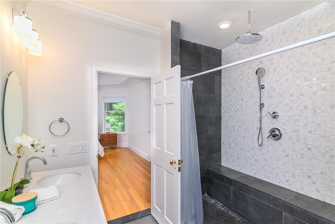 Bathroom, Interior, Recessed Lighting, Wood Texture Flooring