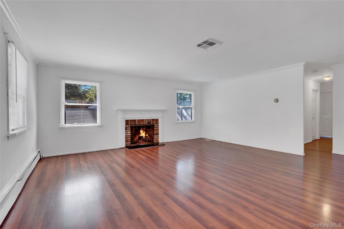 Empty room, Fireplace, Interior, Wood Texture Flooring