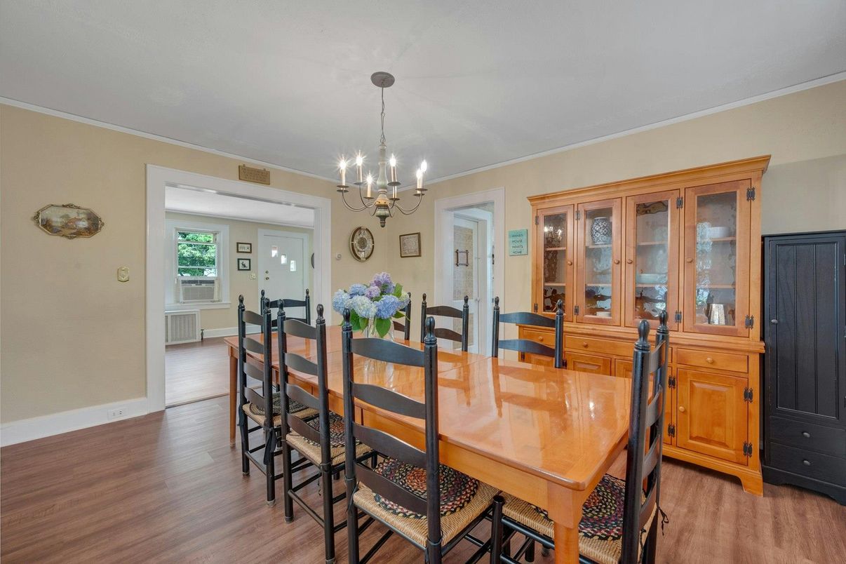 Chandelier, Dining room, Interior, Wood Texture Flooring