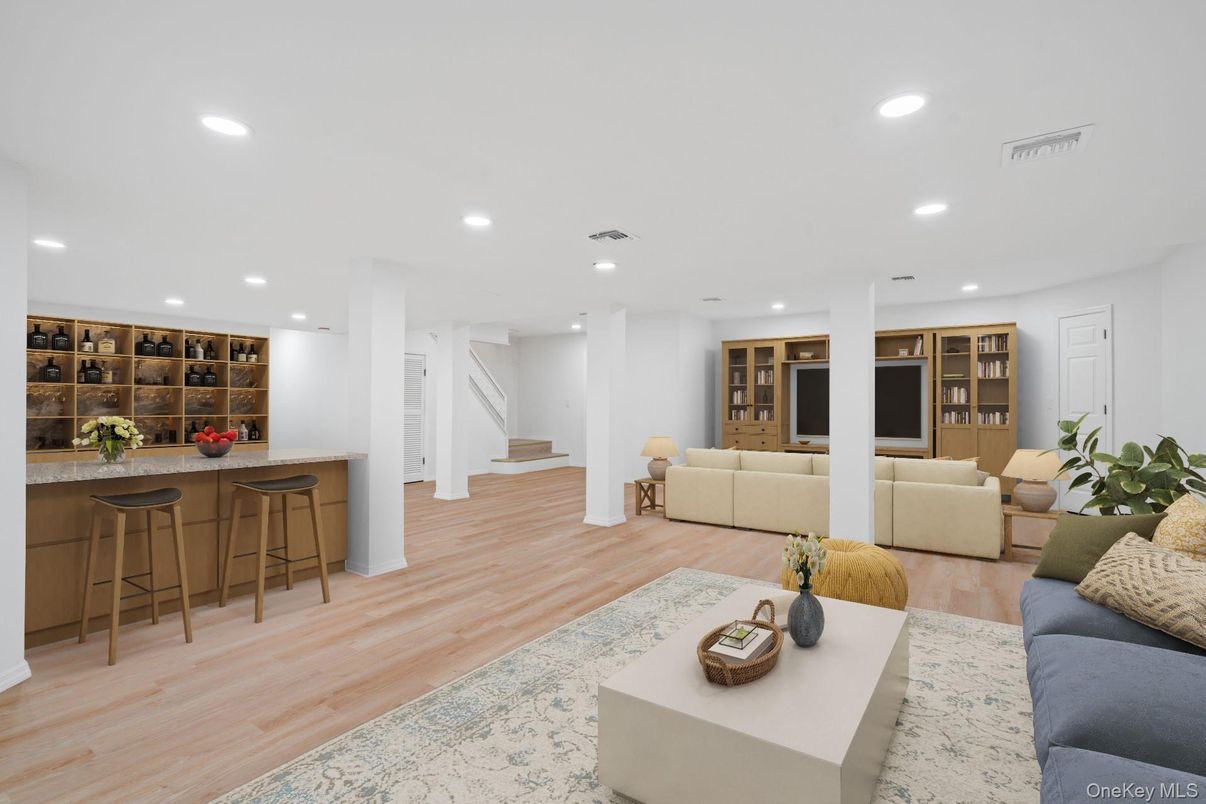 Interior, Living room, Recessed Lighting, Wood Texture Flooring
