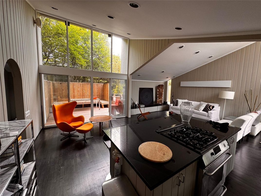 Interior, Kitchen, Living room, Recessed Lighting, Wood Texture Flooring