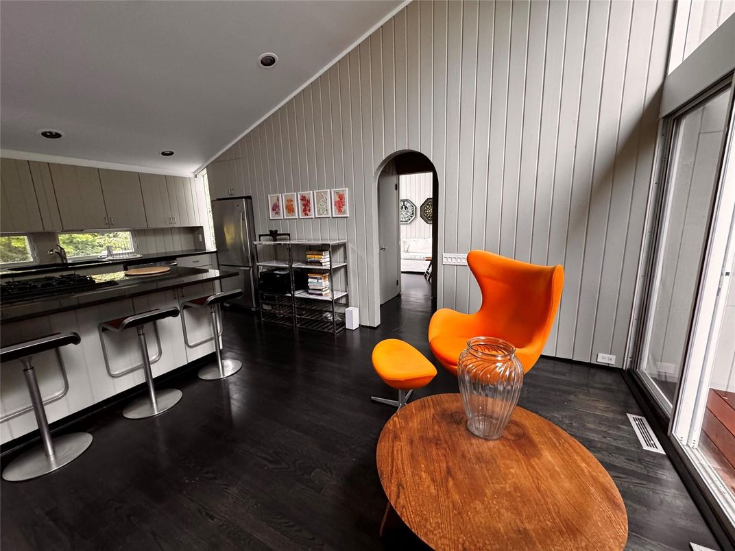 Dining room, Interior, Kitchen, Recessed Lighting, Stainless Steel Appliances, Wood Texture Flooring