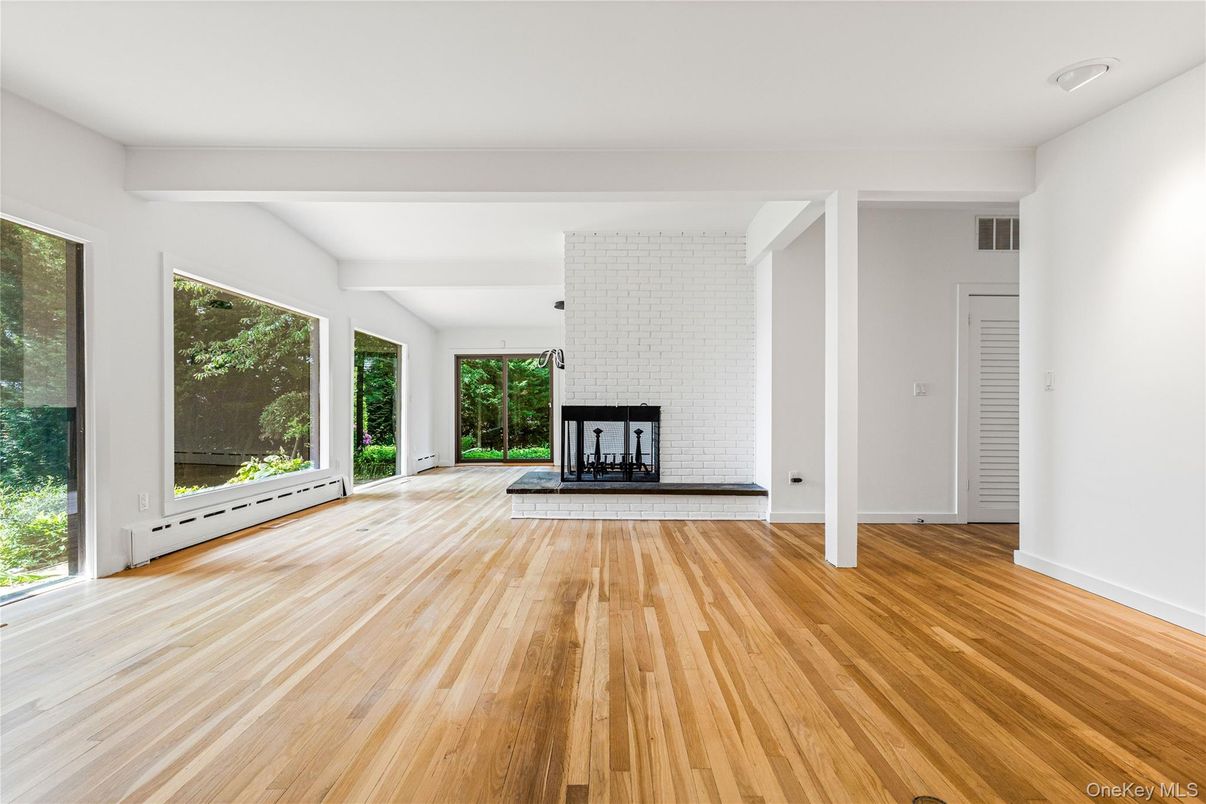 Empty room, Fireplace, Interior, Wood Texture Flooring