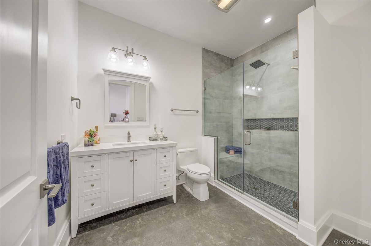 Bathroom, Glass Shower, Interior, Recessed Lighting