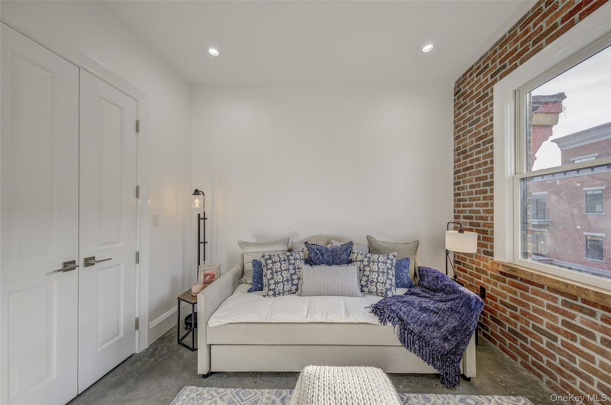 Bedroom, Interior, Recessed Lighting, Stone Walls