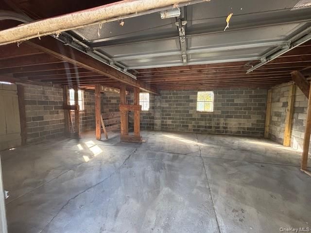 Garage, Interior, Stone Walls, Wooden Beams