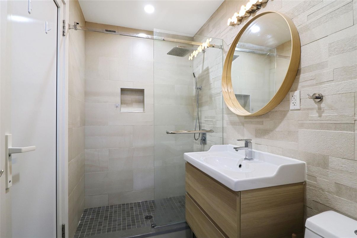 Bathroom, Glass Shower, Interior, Recessed Lighting