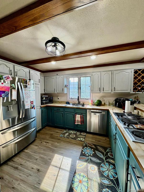 Interior, Kitchen, Stainless Steel Appliances, Wood Texture Flooring
