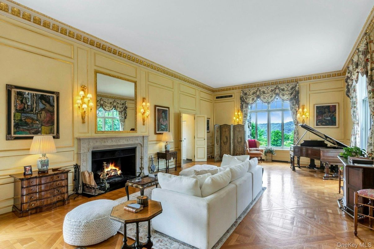 Fireplace, Interior, Living room, Piano, Wood Texture Flooring