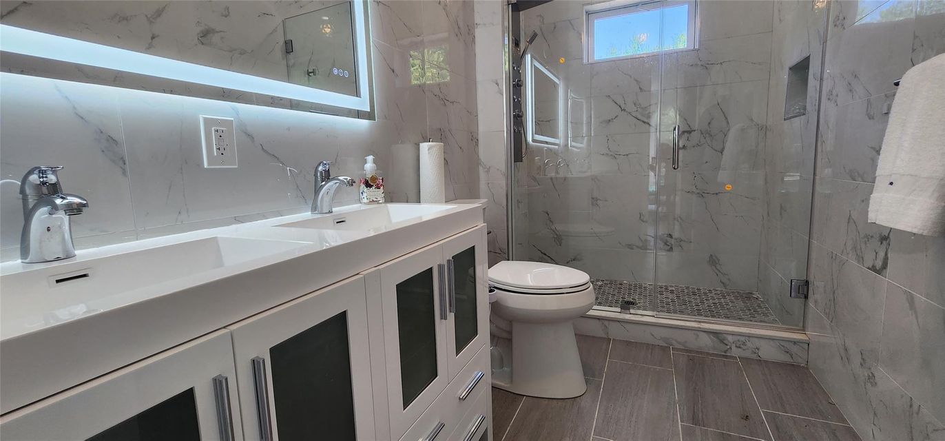 Bathroom, Glass Shower, Interior, Marble Walls