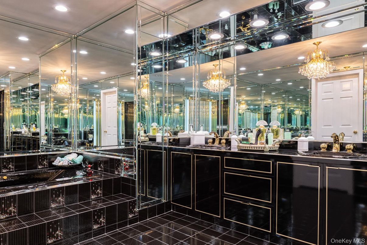 Bathroom, Chandelier, Interior, Recessed Lighting