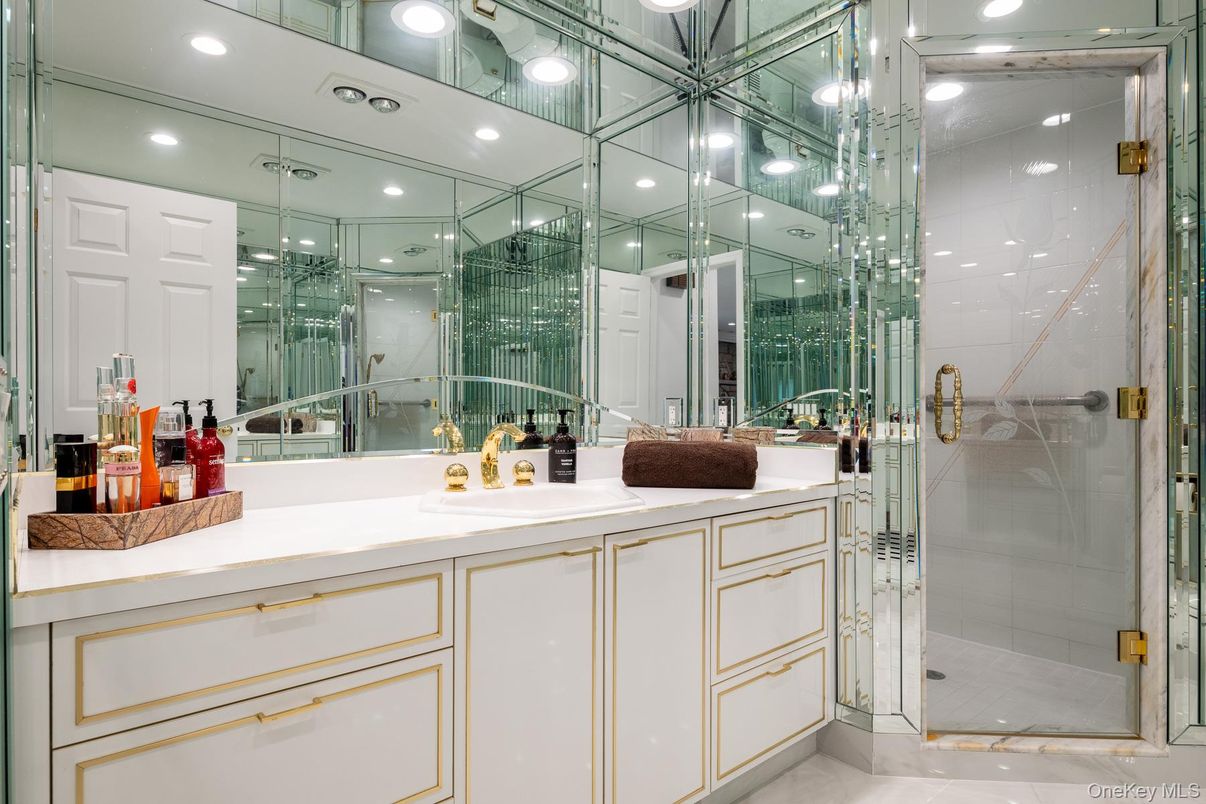 Bathroom, Glass Shower, Interior, Recessed Lighting