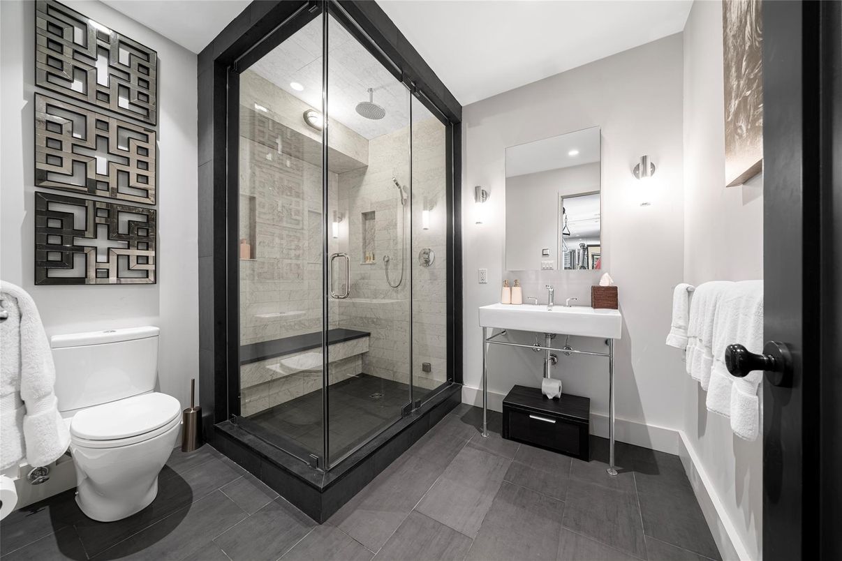 Bathroom, Glass Shower, Interior, Recessed Lighting