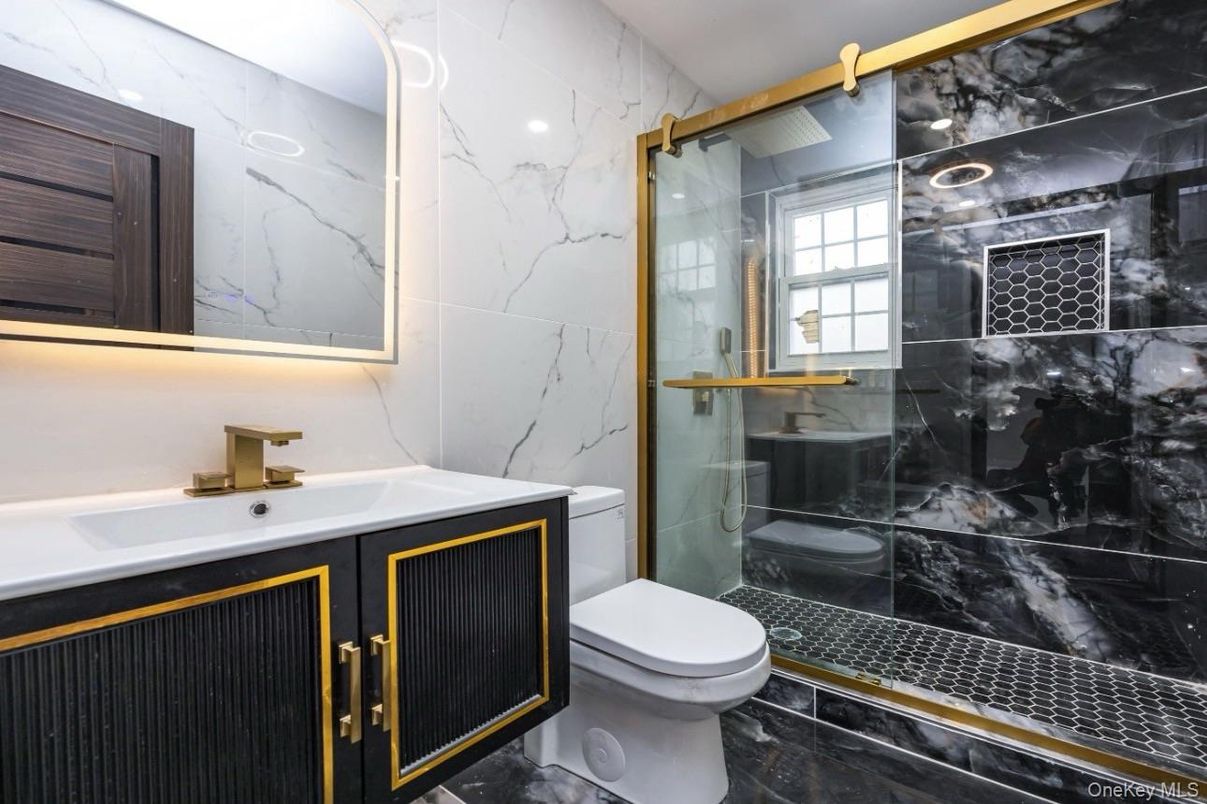 Bathroom, Glass Shower, Interior, Marble Walls
