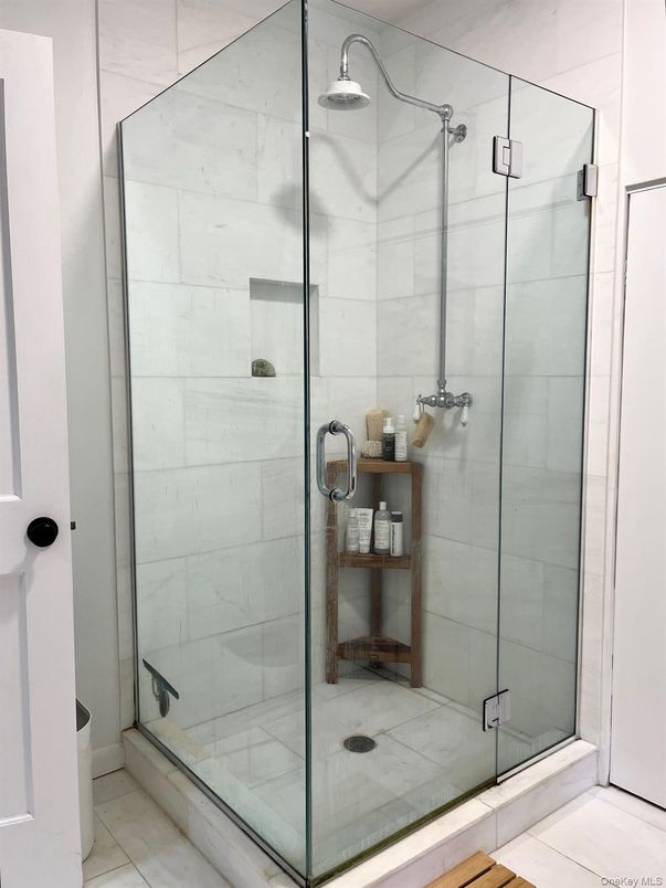 Bathroom, Glass Shower, Interior, Marble Walls