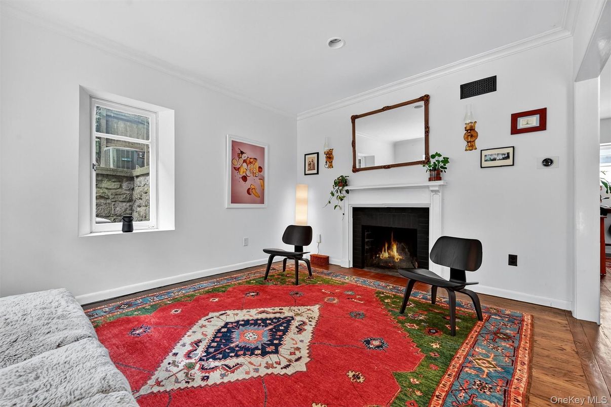 Fireplace, Interior, Recessed Lighting, Wood Texture Flooring