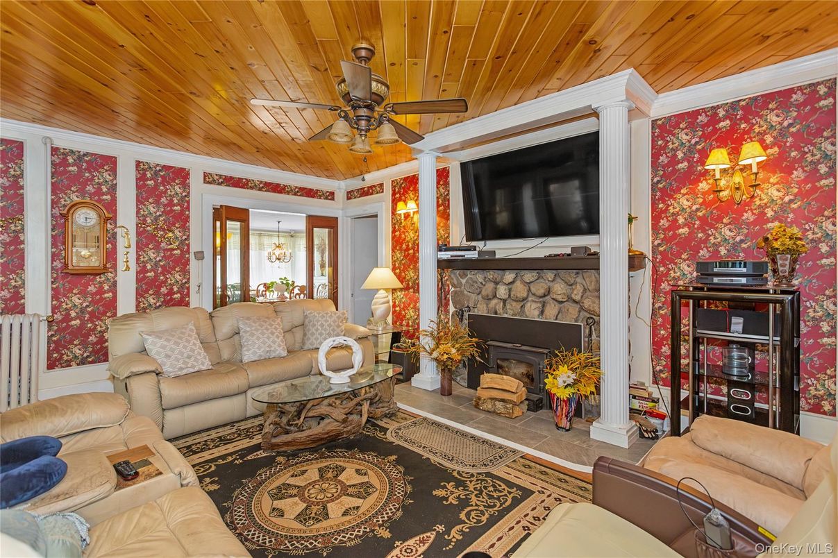 Fireplace, Interior, Living room, Wooden Ceilings