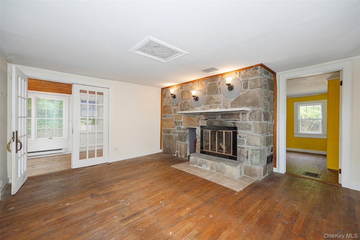 Fireplace, Interior, Wood Texture Flooring