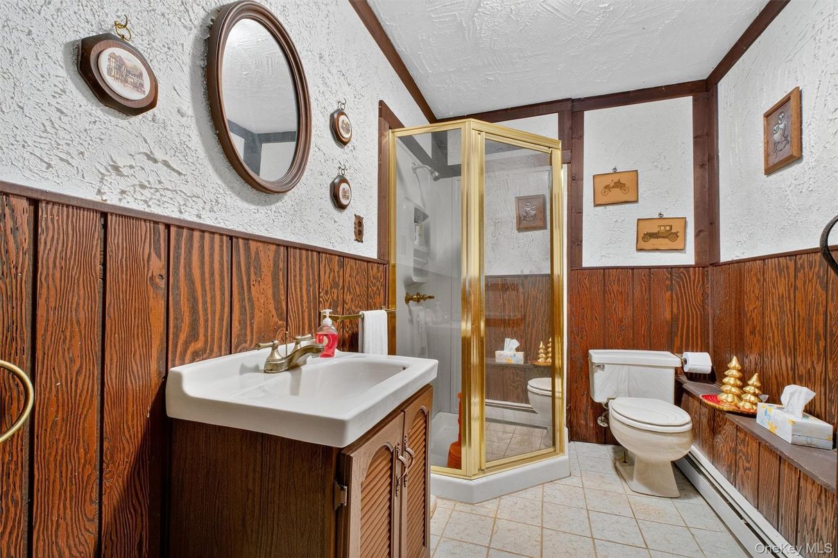 Bathroom, Glass Shower, Interior, Wooden Walls