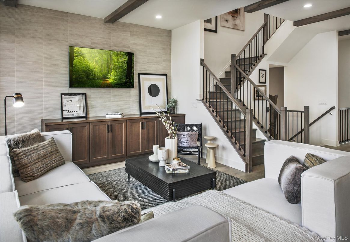 Interior, Living room, Recessed Lighting, Wooden Beams