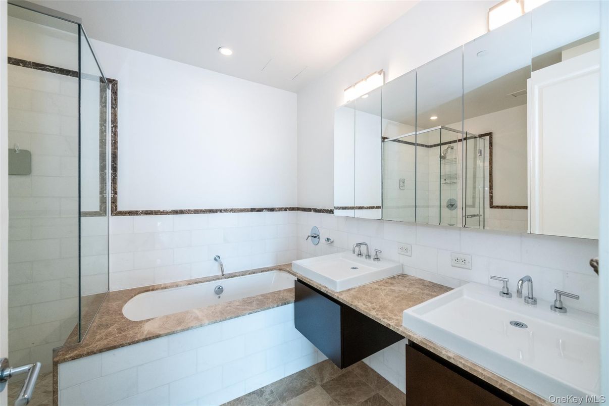 Bathroom, Dual Sink Vanities, Glass Shower, Interior, Recessed Lighting