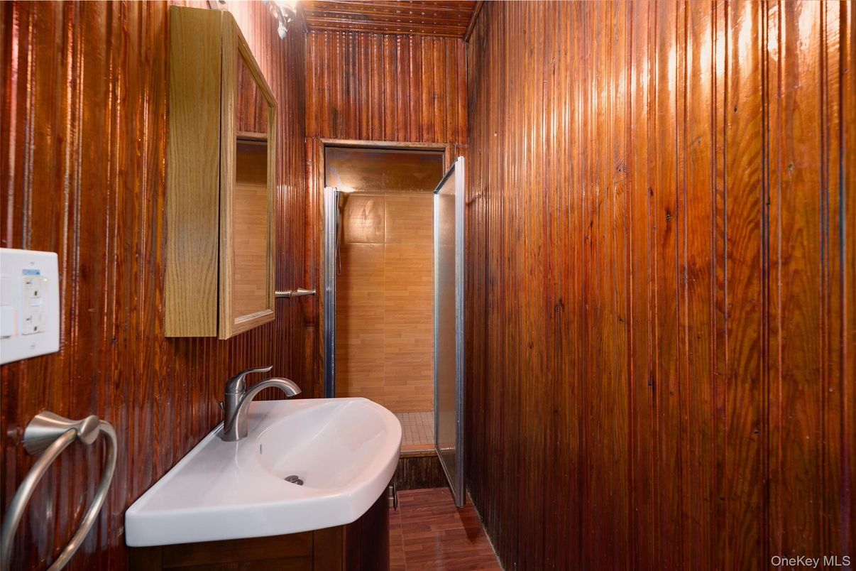 Bathroom, Interior, Wood Texture Flooring, Wooden Walls