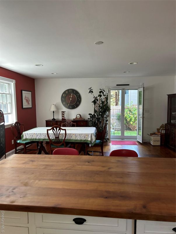 Dining room, Interior, Recessed Lighting, Wood Texture Flooring