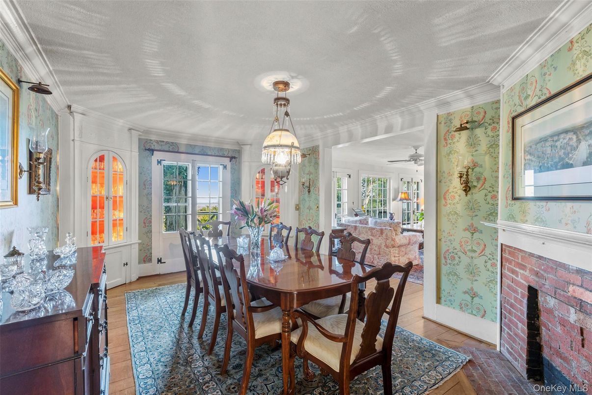 Dining room, Interior, Stone Walls, Wood Texture Flooring