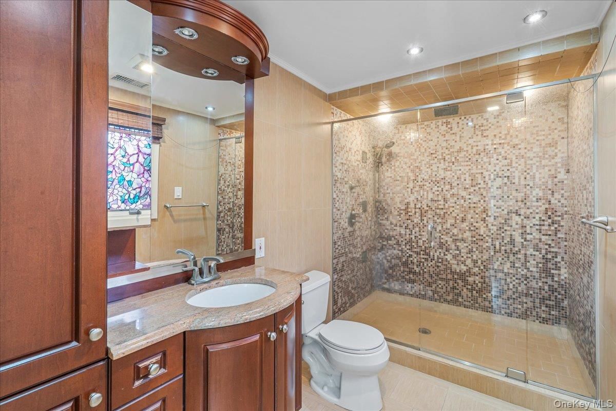 Bathroom, Glass Shower, Interior, Recessed Lighting