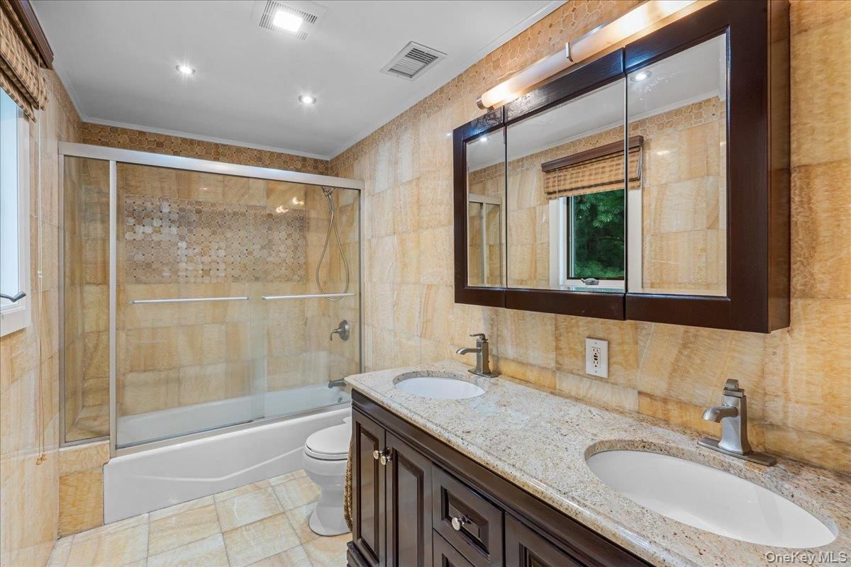 Bathroom, Dual Sink Vanities, Glass Shower, Interior, Recessed Lighting
