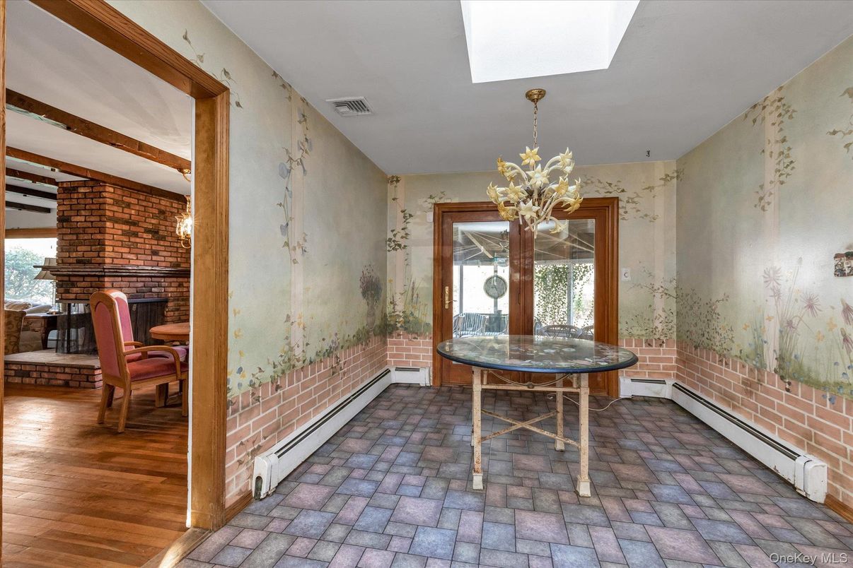 Interior, Stone Walls, Wood Texture Flooring