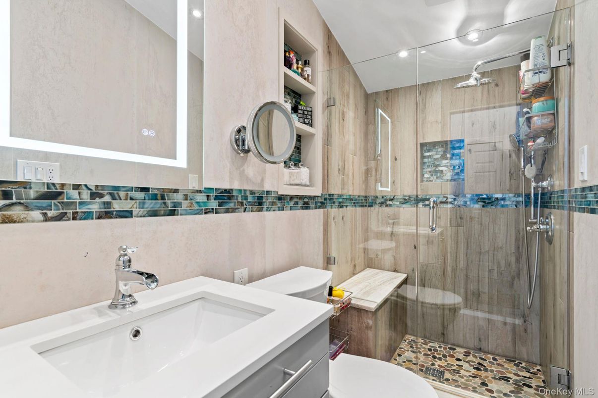 Bathroom, Glass Shower, Interior, Recessed Lighting
