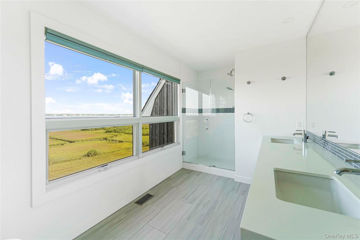 Bathroom, Glass Shower, Interior, Water, Wood Texture Flooring