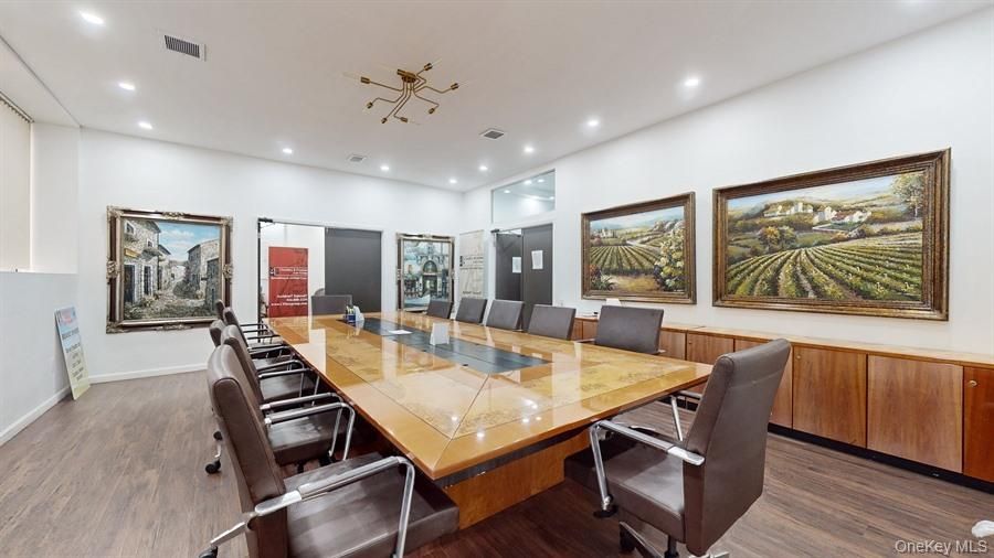 Dining room, Interior, Recessed Lighting, Wood Texture Flooring