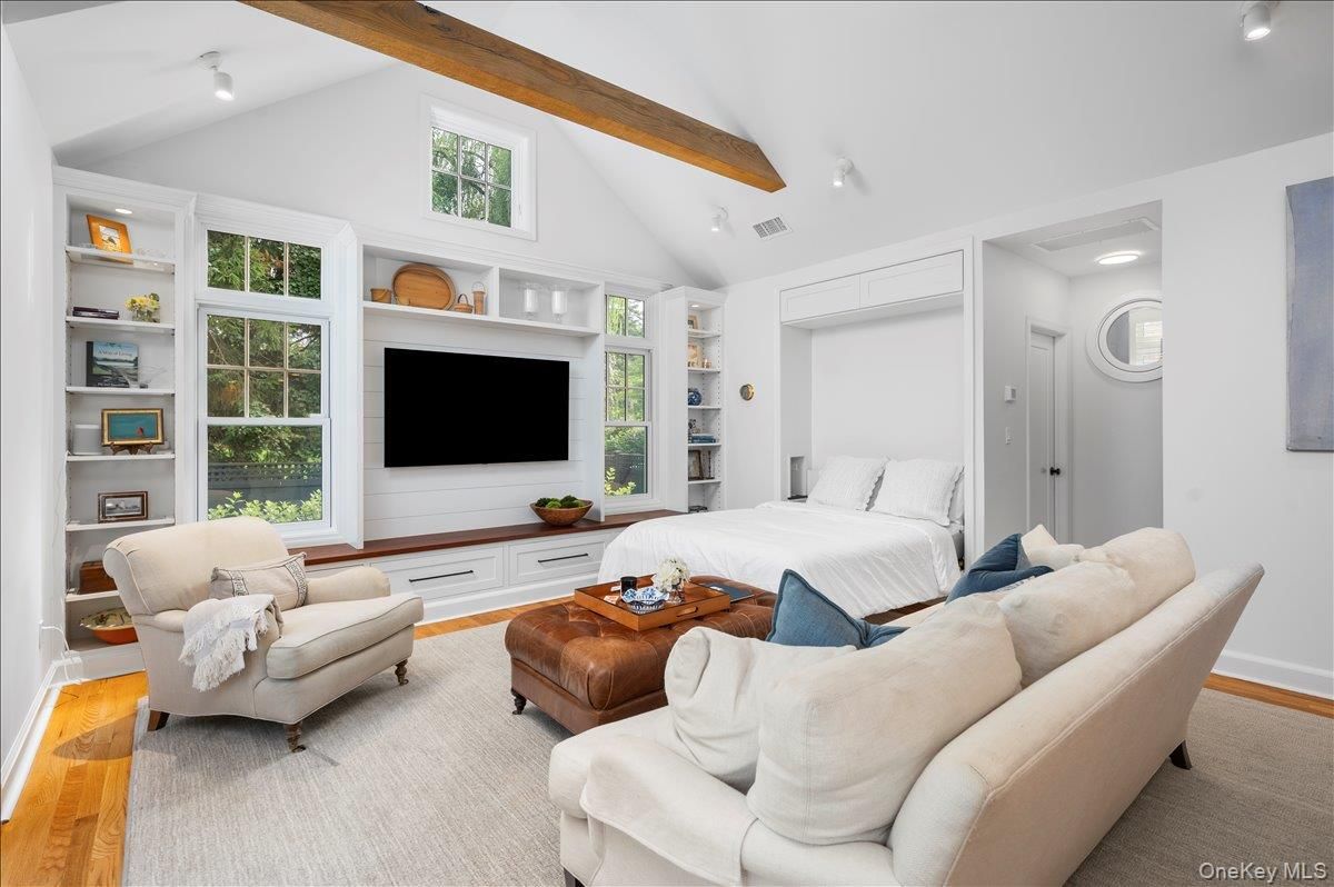 Bedroom, Interior, Living room, Recessed Lighting, Wooden Beams, Wood Texture Flooring