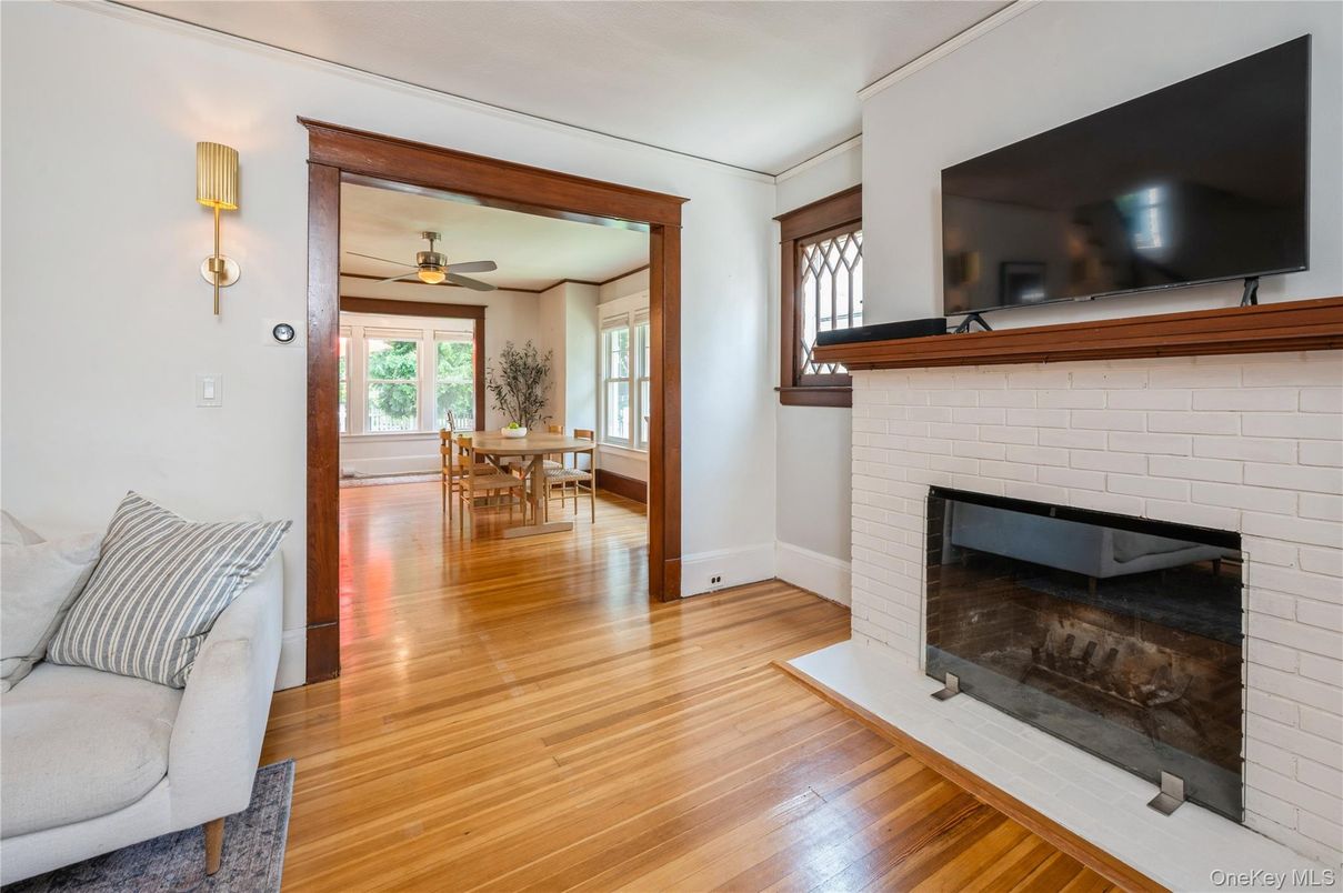 Dining room, Fireplace, Interior, Wood Texture Flooring
