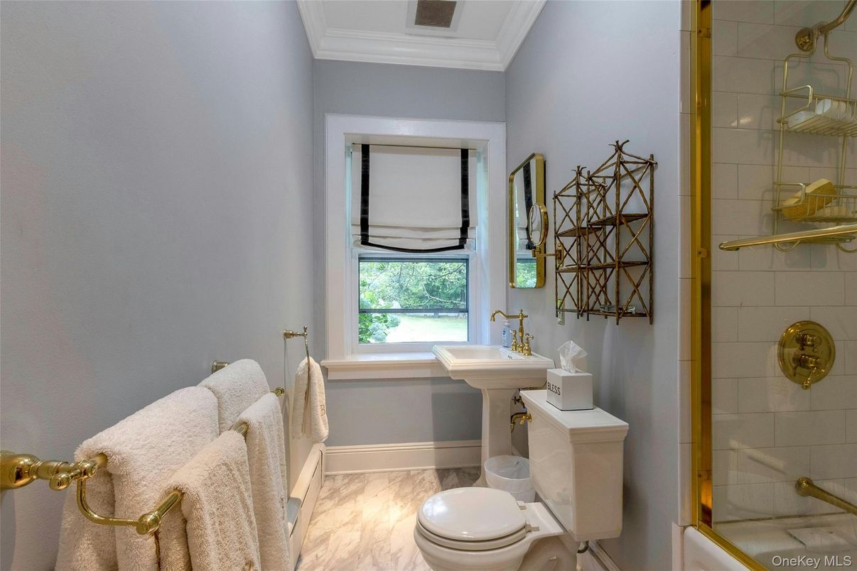 Bathroom, Glass Shower, Interior, Marble, Wood Texture Flooring