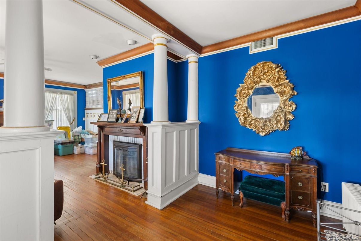 Fireplace, Interior, Wood Texture Flooring