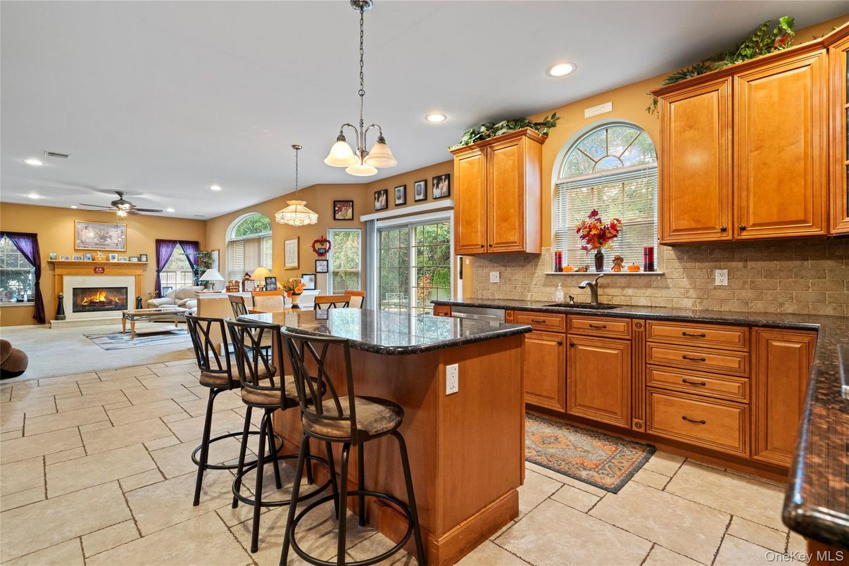 Dining room, Fireplace, Interior, Kitchen, Pendant Lights, Recessed Lighting