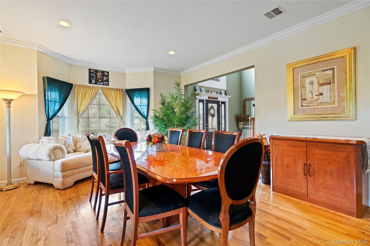 Dining room, Interior, Recessed Lighting, Wood Texture Flooring