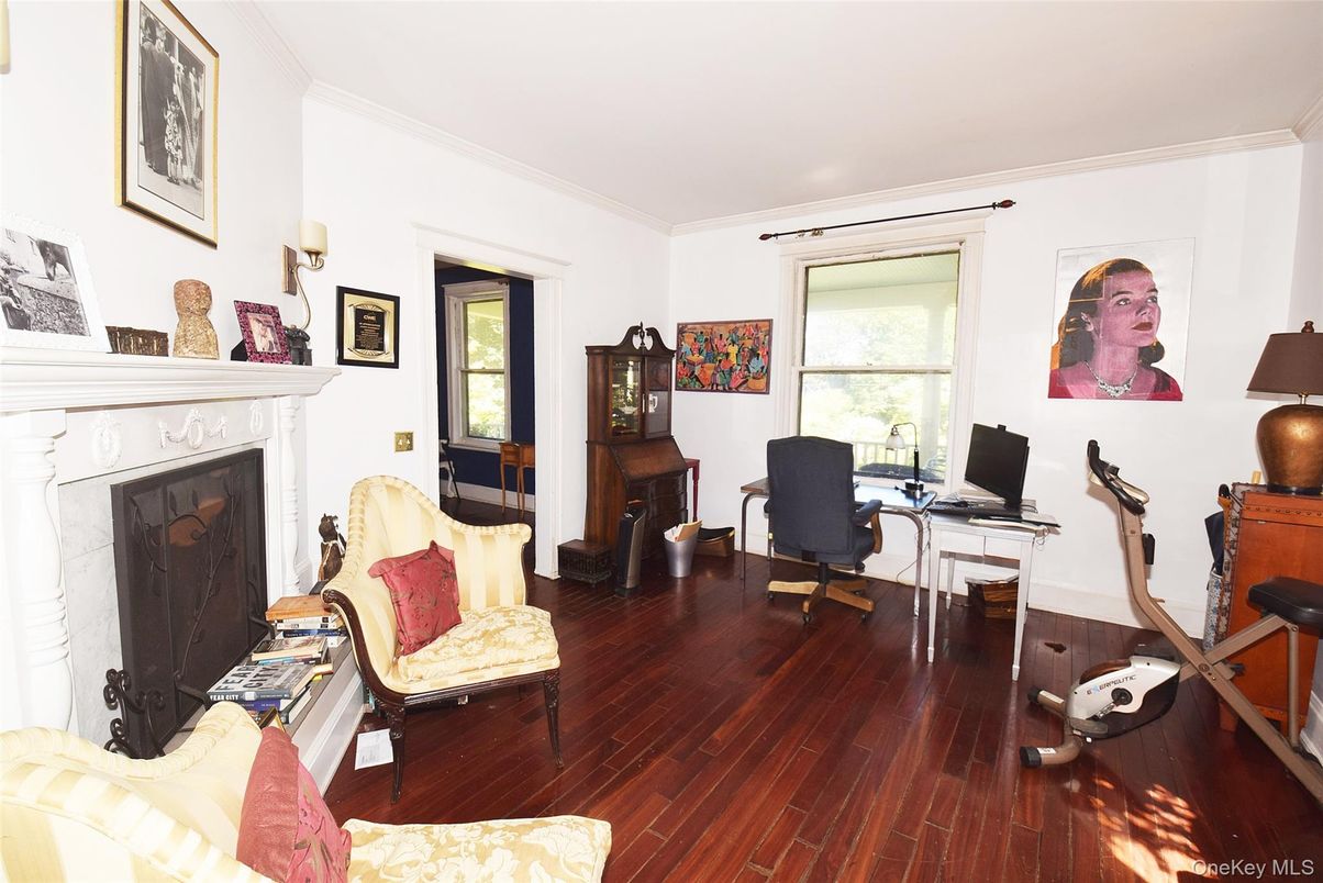 Fireplace, Home Office, Interior, Wood Texture Flooring