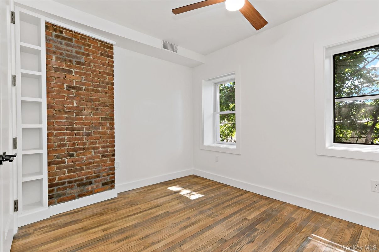 Empty room, Interior, Stone Walls, Wood Texture Flooring