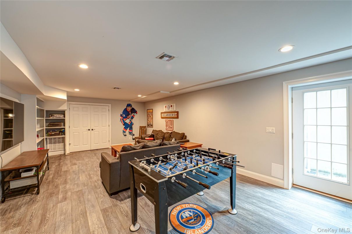 Game Room, Interior, Recessed Lighting, Wood Texture Flooring