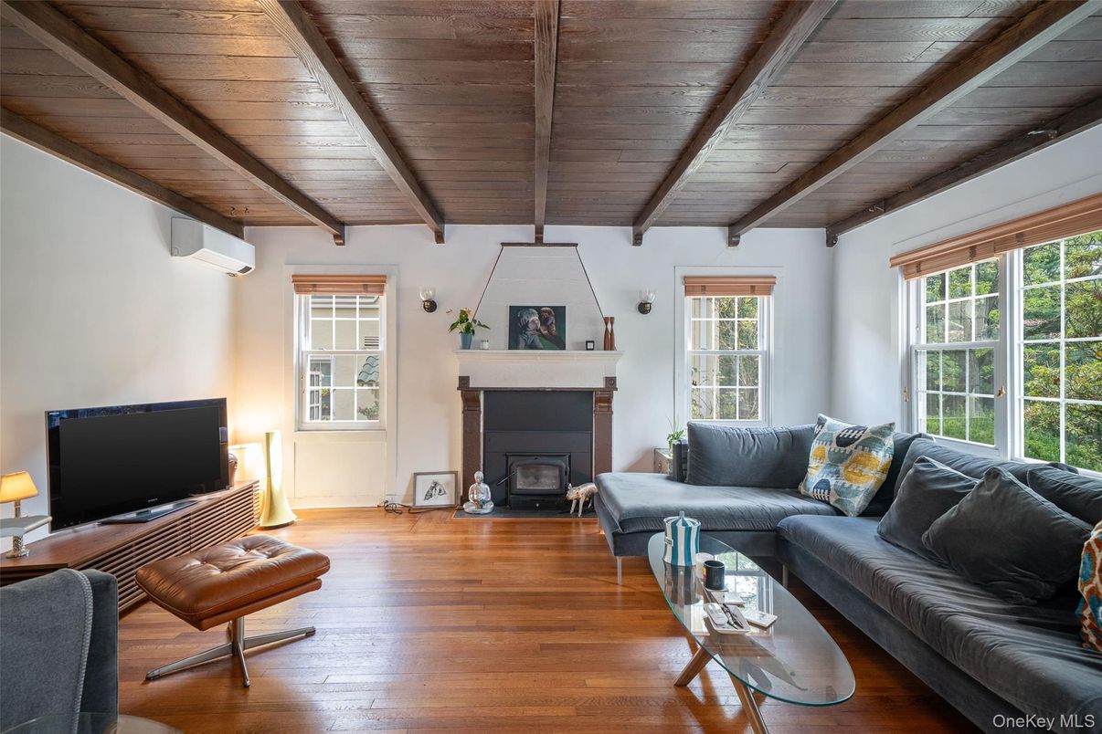 Fireplace, Interior, Living room, Wooden Beams, Wooden Ceilings, Wood Texture Flooring