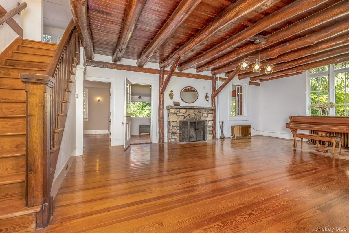 Fireplace, Interior, Piano, Wooden Beams, Wooden Ceilings, Wood Texture Flooring