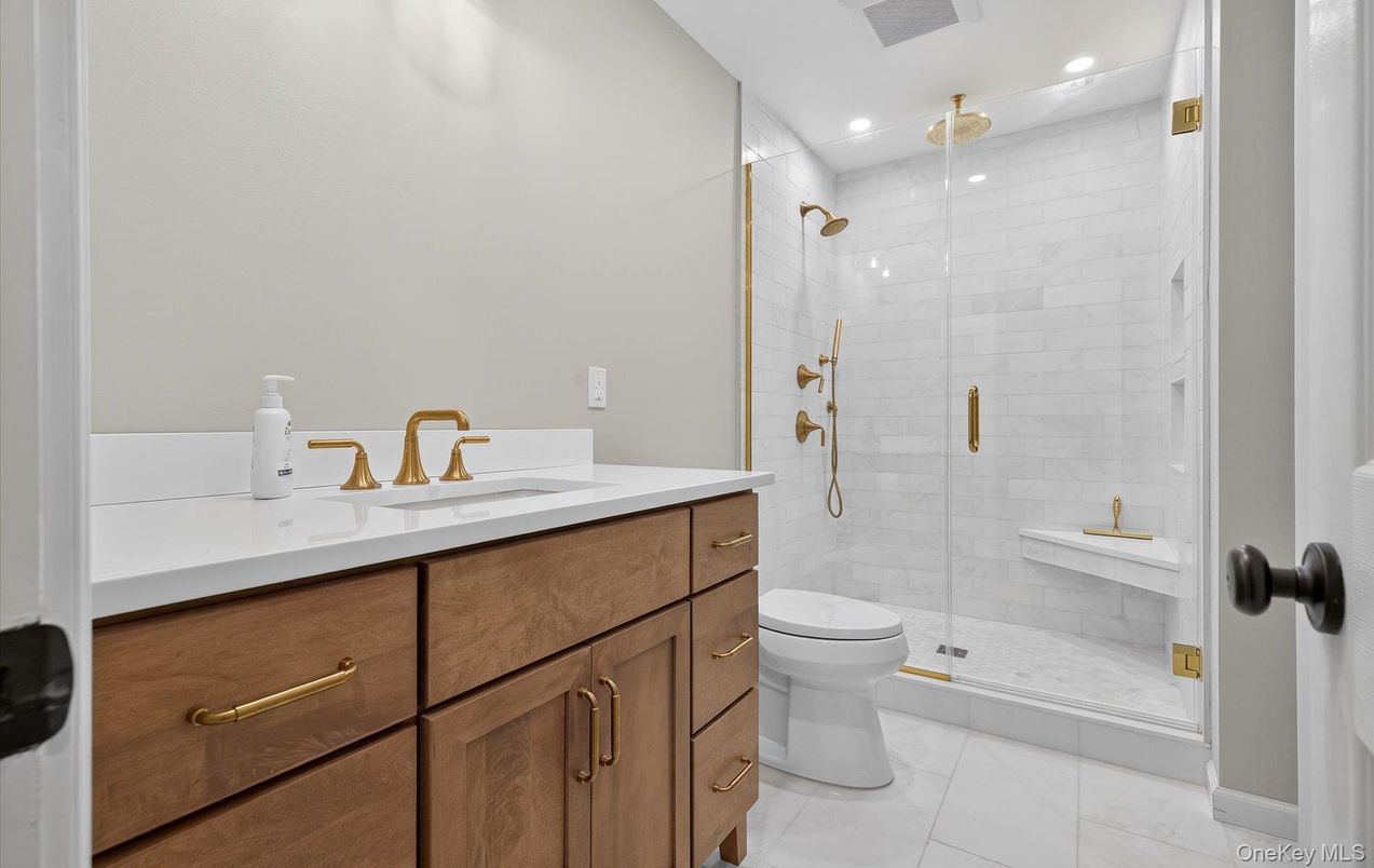 Bathroom, Glass Shower, Interior, Recessed Lighting